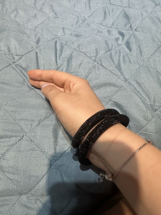 Двойна черна гривна на Svarovski