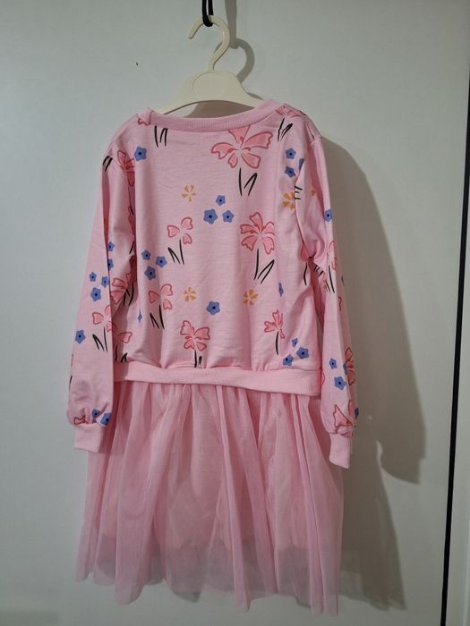 Ежедневна детска рокля с тюл – Цветя, 4-5 г