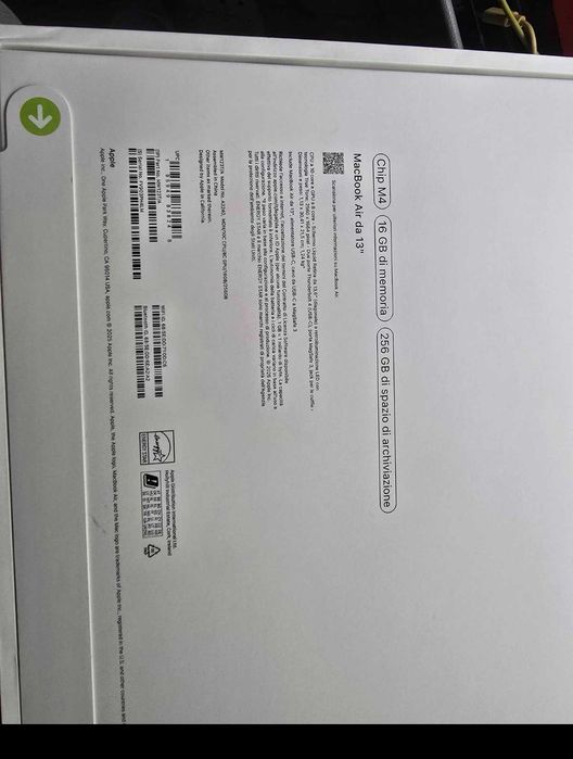 MacBook Air M4 16gb ram 256 ssd Nou.