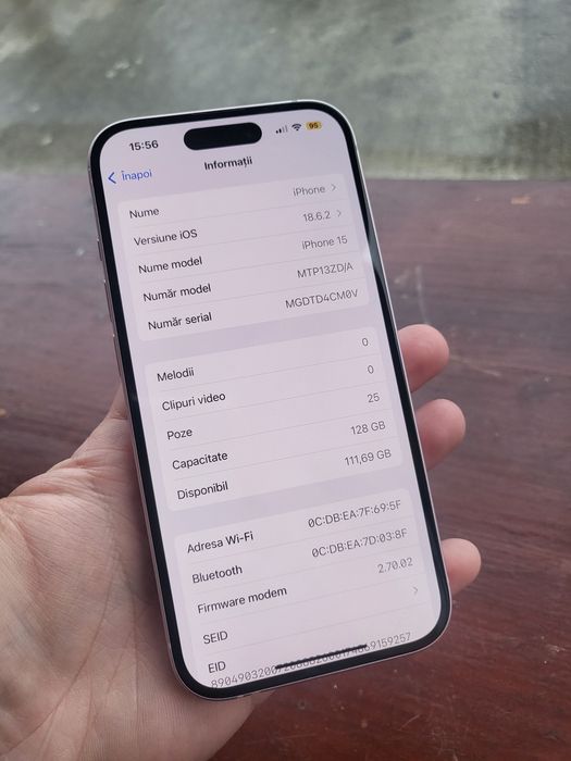 Telefon Iphone 15 Roz Foarte Bun 128GB 5G 88% Baterie Trimit Schimb