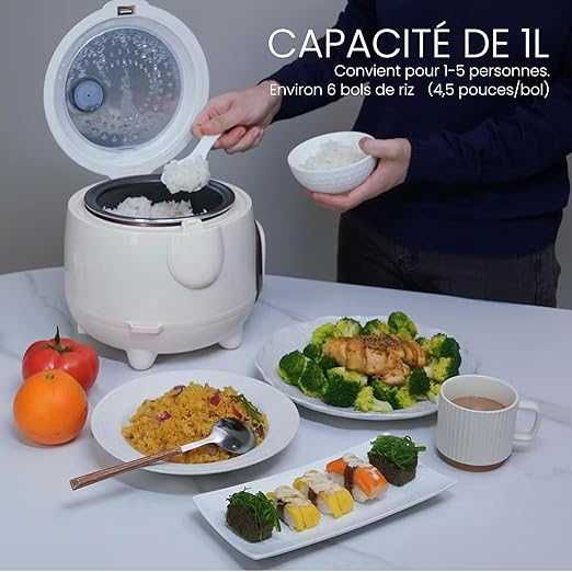 Aparat de gătit orez de 1,0 l cu abur, 6 funcții de gătit