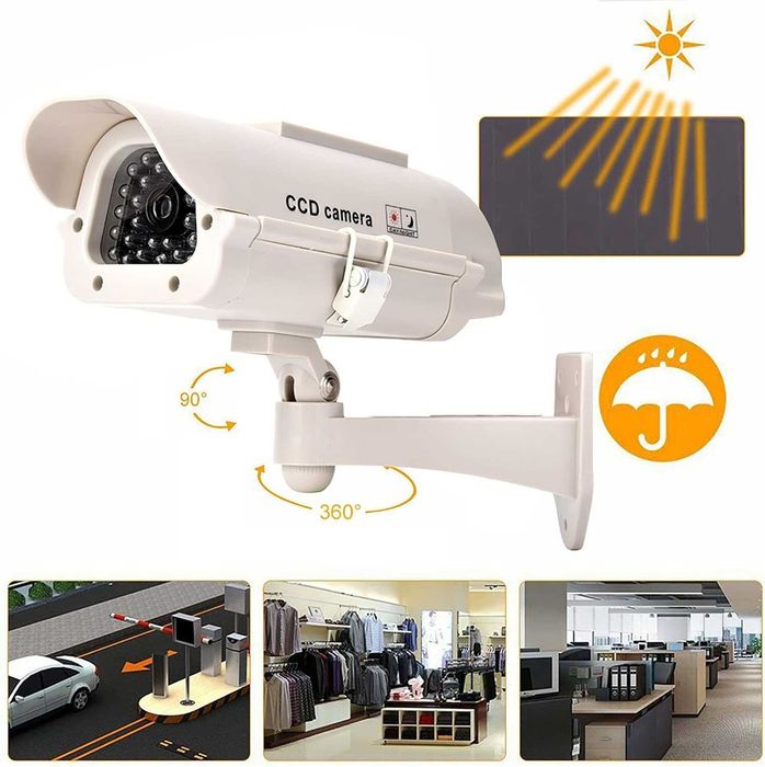 Camera falsa de supraveghere cu panou solar si LED intermitent