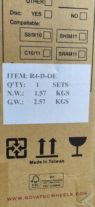Карбонови Novatec R4 Disc CL Carbon Wheelset 12x100/12x142 Shimano HG