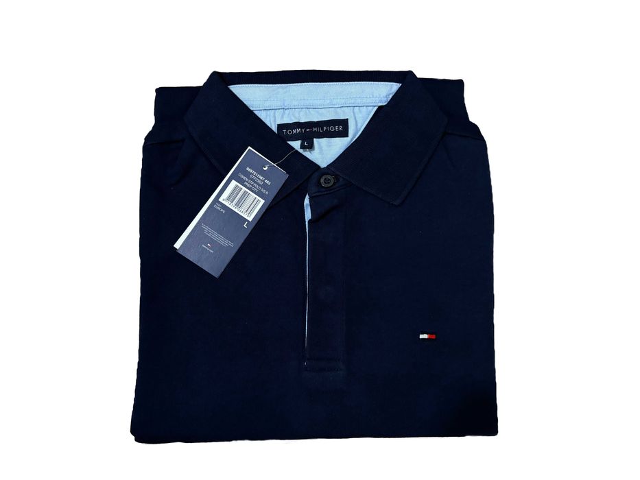 Мъжка блуза с яка Tommy Helfiger Slim Fit - L - Синя