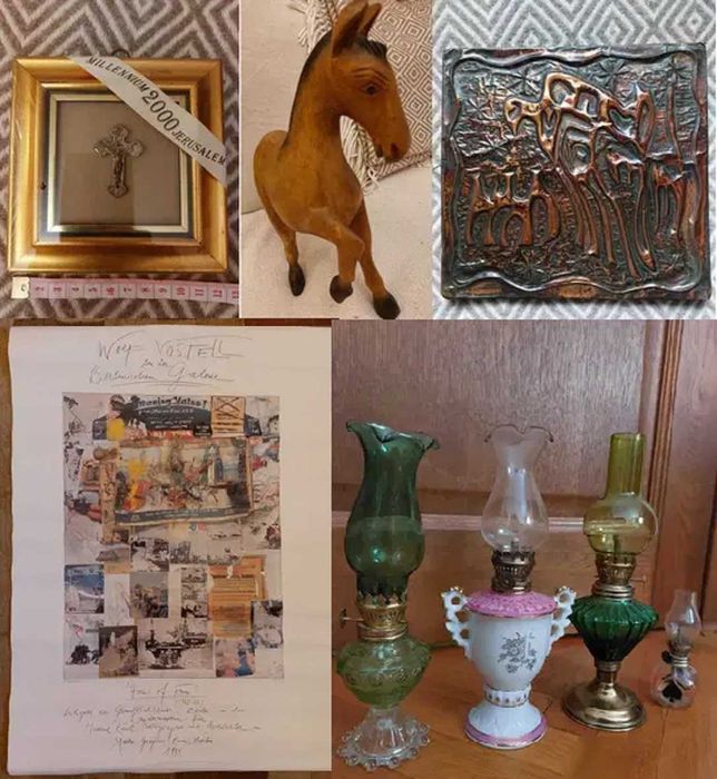 Cruciulita argint Ierusalim/cal sculptat/tablouri cupru/Vostell/lampi