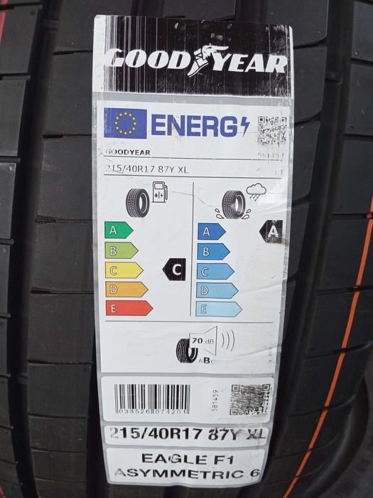 4 Нови летни гуми 215/40R17 Goodyear Eagle F1 Asymm 6 XL 87Y DOT2025