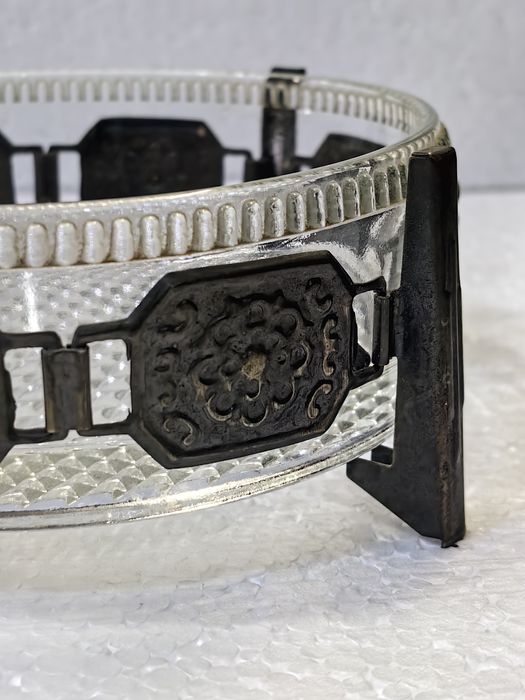 Винтидж купа за бонбони изработена от кристал и мелхиор