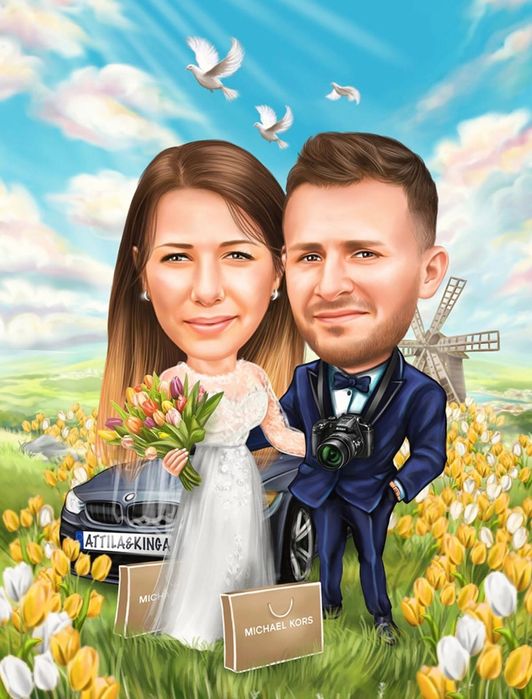 Незабравим Подарък за Сватба - Дигитална Карикатура - ТОП Цена
