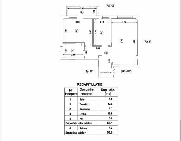 Apartament 2 camere, 56.60 mp, zona Visan