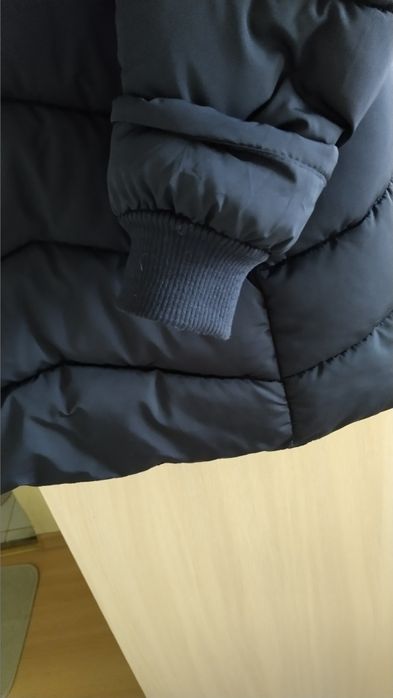 Дамско тъмносиньо зимно яке с топла подплата, Размер 2 XL