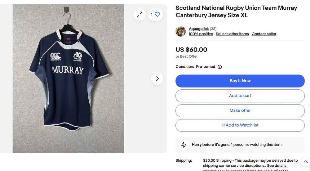 Оригинална ръгби фланелка - национален отбор на Шотландия - 2009/2010г