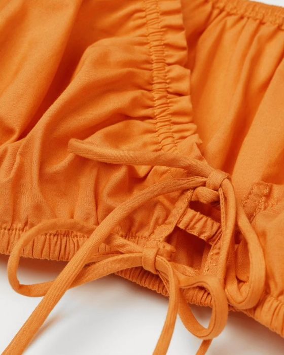 Salopetă lejera/ largă oranj-dovleac + Top scurt cadou