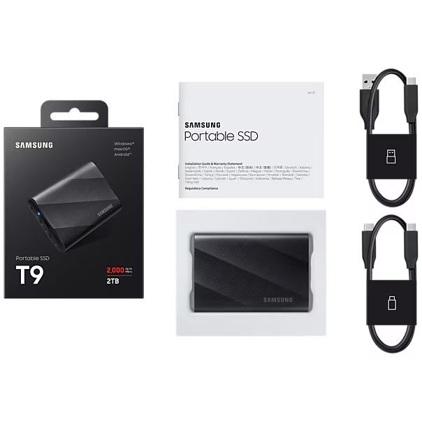 SSD Samsung T9 Black, 2TB, USB 3.2, Black