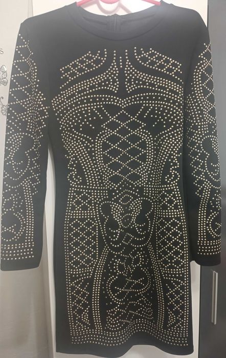 Черна рокля с декорации, новогодишна рокля, официална рокля