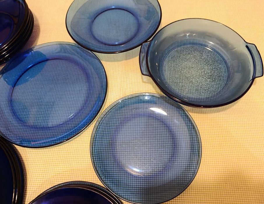 Стъклен сервиз за хранене, устойчив на удър в синьо SM BRAZIL