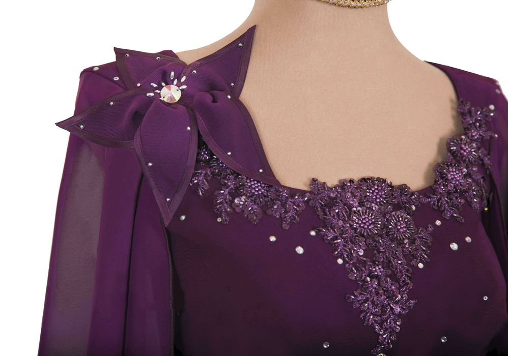 Rochie de Seara Eleganta Lunga Mov XXL pentru Ocazii Nunta Botez