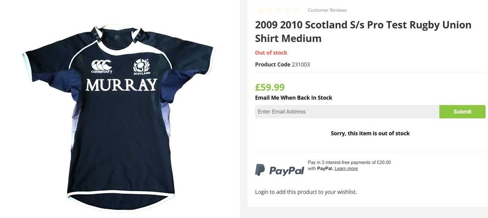 Оригинална ръгби фланелка - национален отбор на Шотландия - 2009/2010г