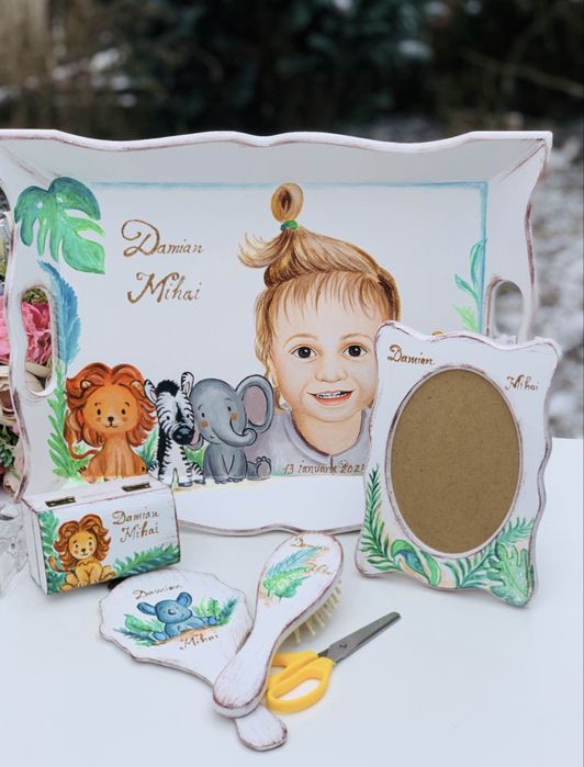 Set Mot/Turta Pictat Manual cu Portret Diverse Teme