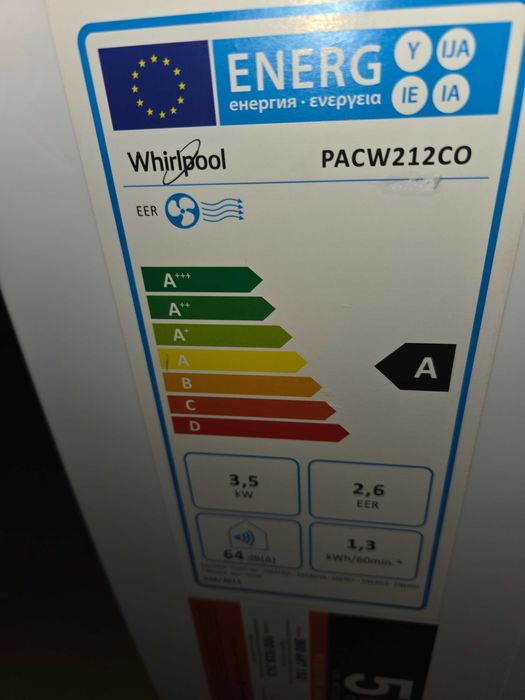 Мобилен климатик 12ка.Whirlpool PACW212CO – 12000 BTU...като нов