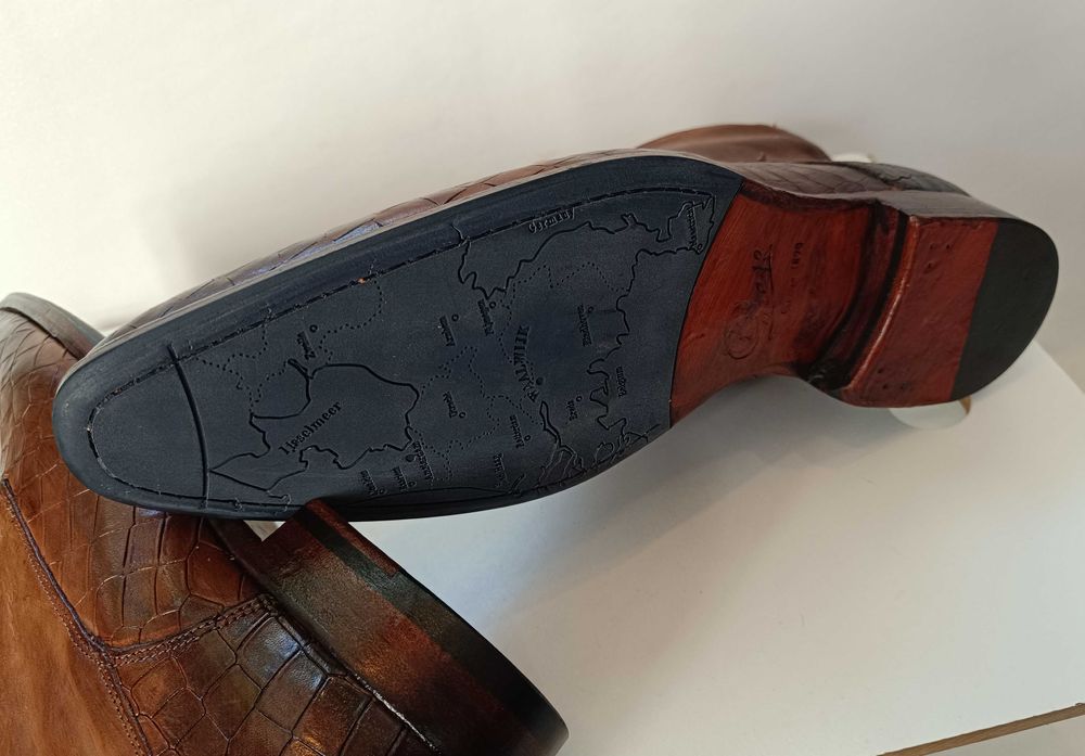 Ghete de lux 42.5 43 lucrate manual GREVE NOI piele naturala premium