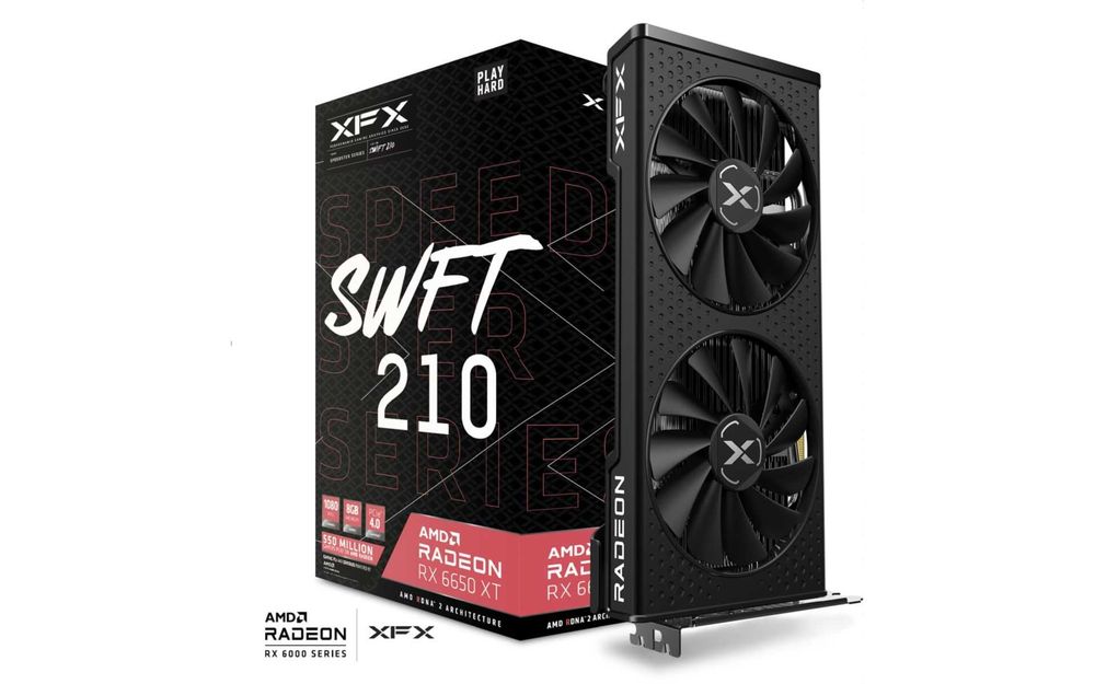 Vând placă video XFX Speedster SWFT 210 AMD Radeon RX 6650 XT Core, model RX-665X8DFDR.