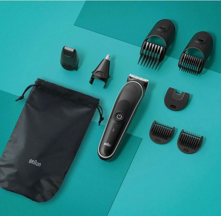 Мултифункционален тример Braun MGK3441, Wet&Dry, 8 в 1, 5 гребена, Автономност 80 минути, Торбичка за транспортиране, Черен
