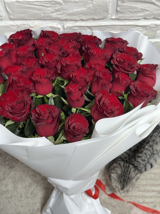 Метровые розы красные