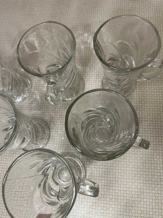 Шесть кружек Noritazeh Soga Japan | Кружки стекло с тиснением Япония