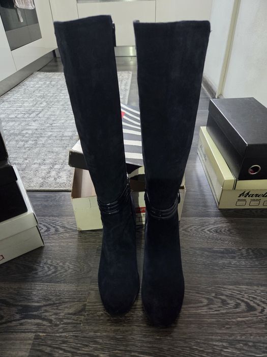 Cizme pile naturala cu toc marimea 40