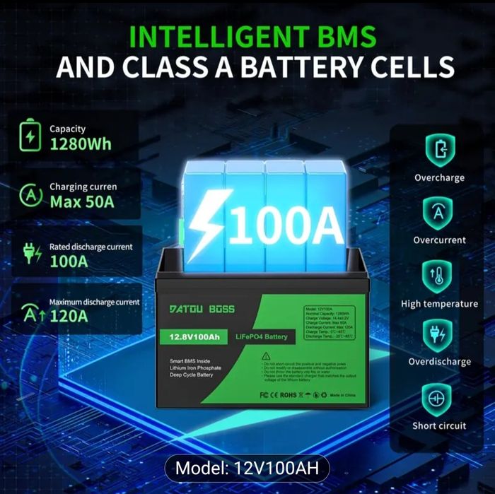 Baterie Lifepo4 12v 100Ah, Noua