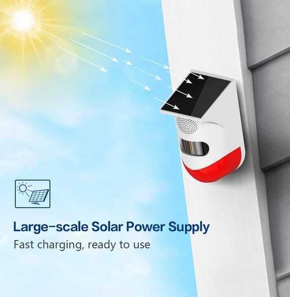 Tuya WiFi соларен външен PIR алармен датчик движение със сигнализации