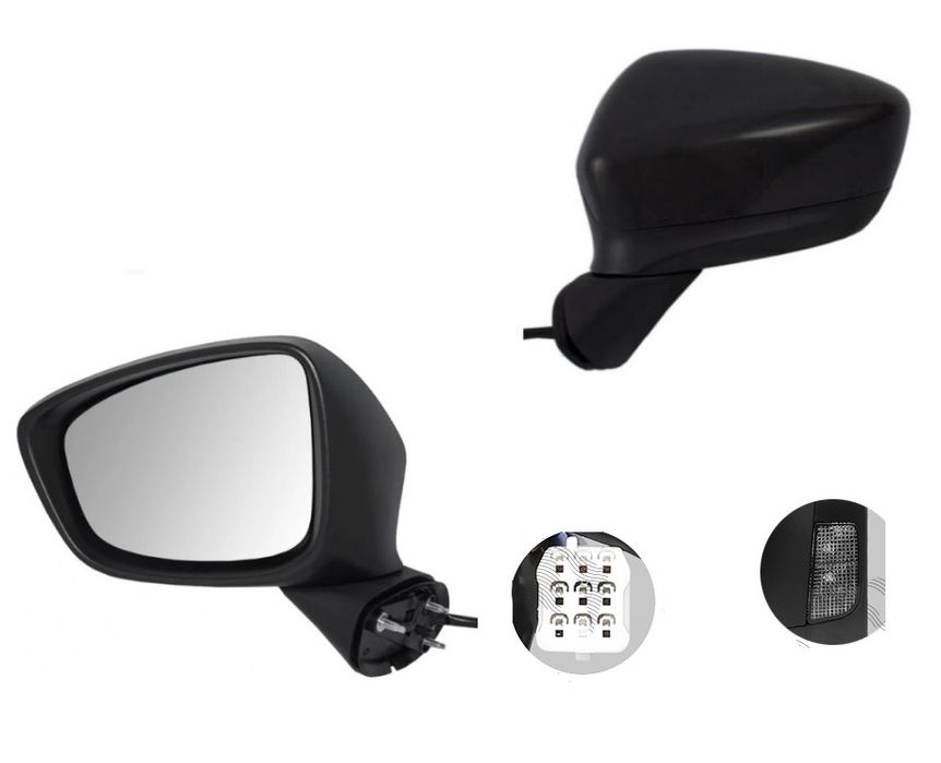 Oglinda exterioara Mazda Cx-5 (Ke), 03.2012-2014, partea stanga/dreapta, culoare sticla crom, sticla asferica, cu carcasa grunduita, cu incalzire, ajustare electrica, cu 8 pini, semnalizare cu LED, pliabila electric