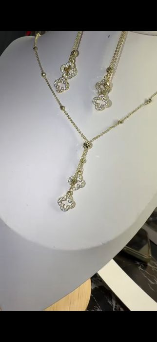 Set van cleef lant + cercei placat aur 14 k otel inoxidabil