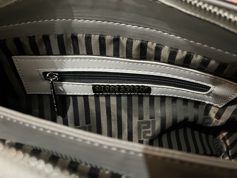 Дамска чанта Silver & Polo (сиво/бяло)