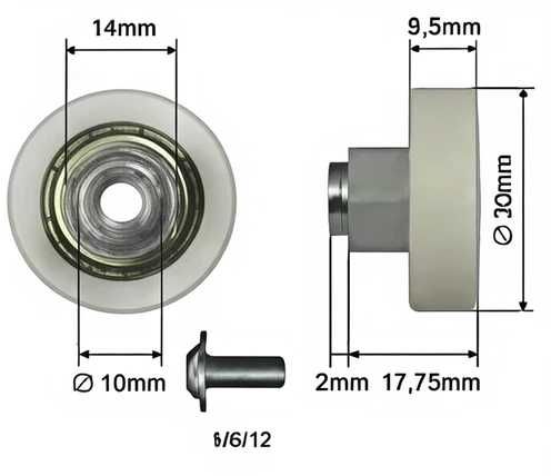 Ролик сдвижной крыши в пластике D=30х17 мм