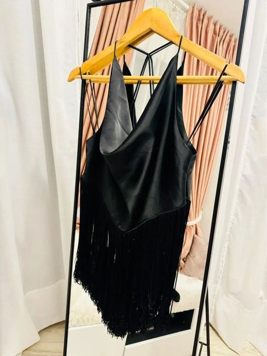 Set din 2 piese/ compleu/ co ord top cu franjuri pantaloni 7/8 Zara  S