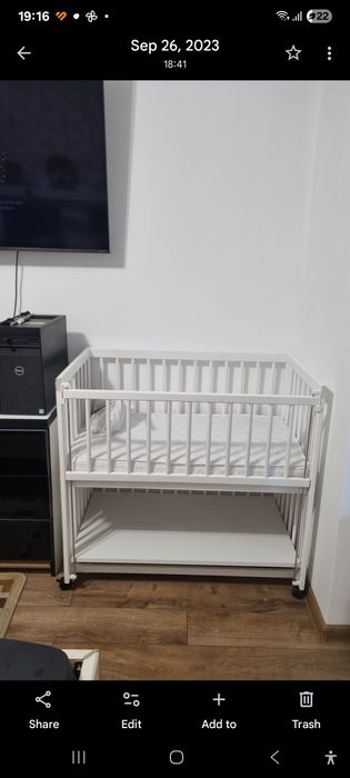 Pătuț bebe BabyNeeds Dalia 90x50 cm, 3 în 1, stare bună