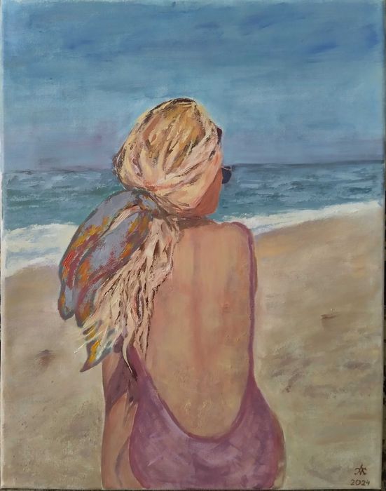 Картина маслом Девушка на пляже