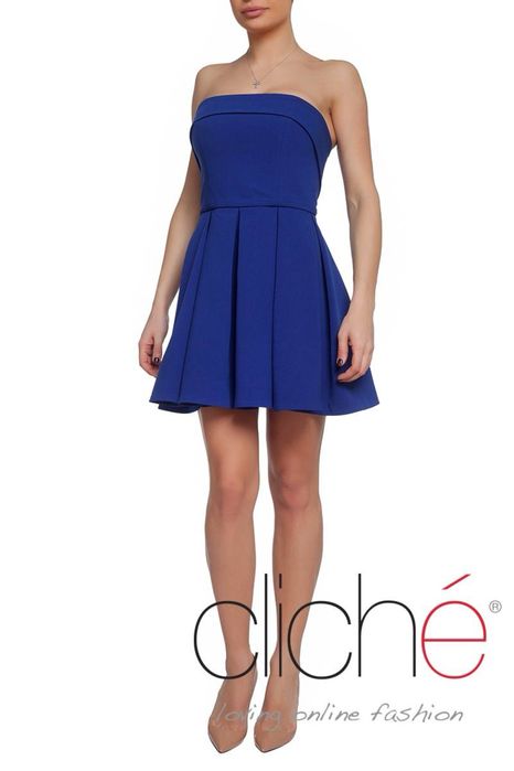 Cliche разкроена рокля в кралско син цвят