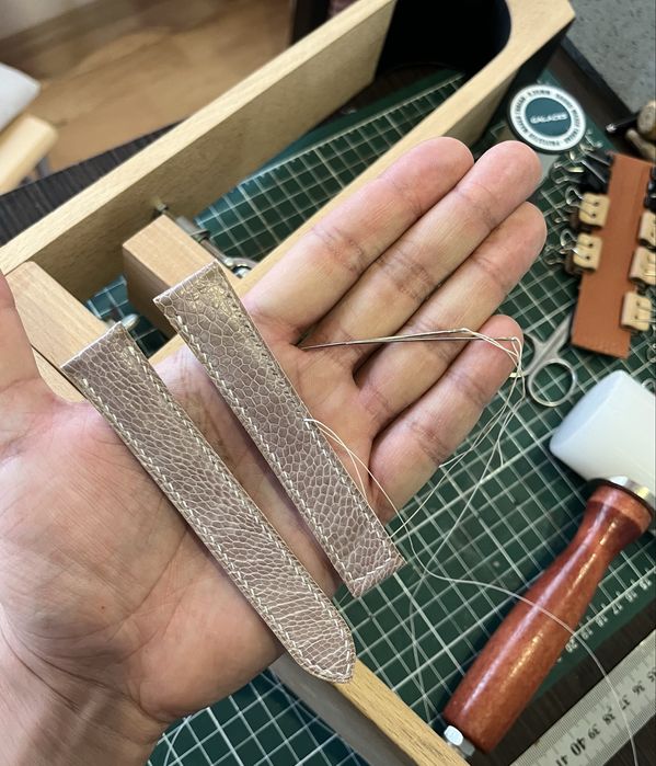 Superba curea pentru ceas din piele de strut handmade