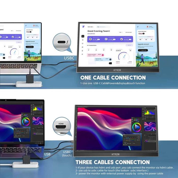 Преносим Гейминг Мултитъч Mонитор 15.6" FHD Сензорен екран 1080P