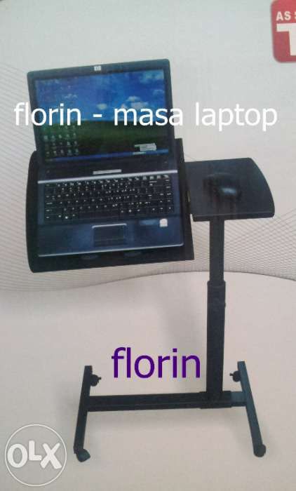 Masa laptop cu roti reglabila-masuta laptop cu blat lemn=Oferta Promo