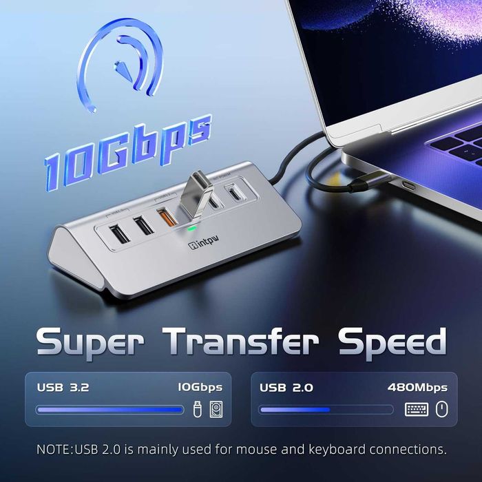 intpw P9R PRO USB C хъб,10-в-1  4K/60Hz HDMI,10Gbps Type C и USB A 3.2