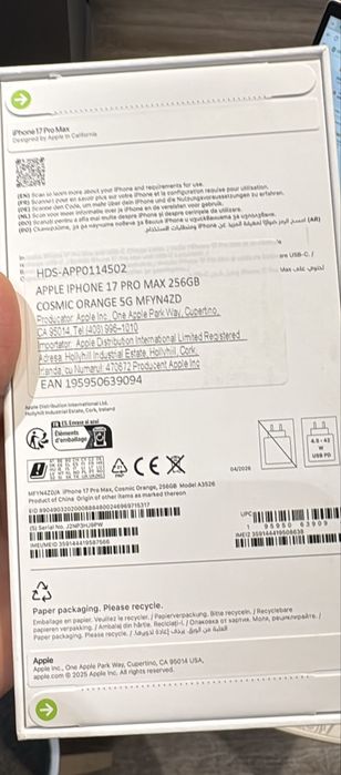 Iphon 17 Pro Max nou 256GB