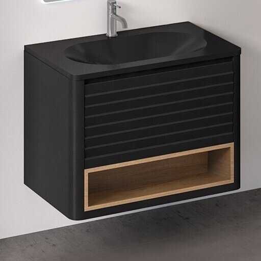 PVC шкаф за баня с мивка TERRA UNO BLACK 74 см