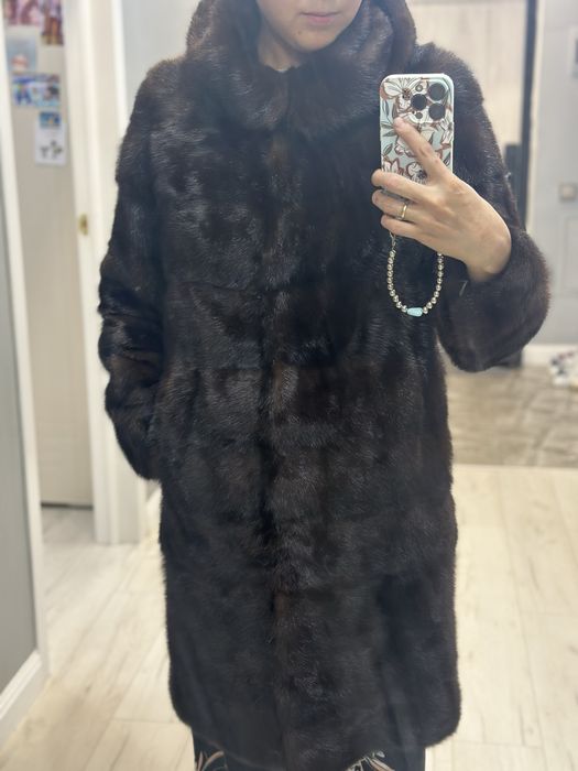 Норковая шуба с капюшоном