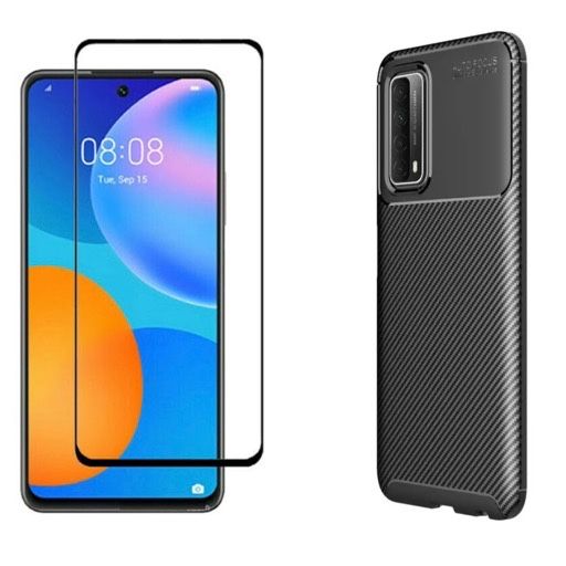 Husa Silicon Carbon + Folie Sticla 11D Samsung S20 S21 S23 S24 S25 FE