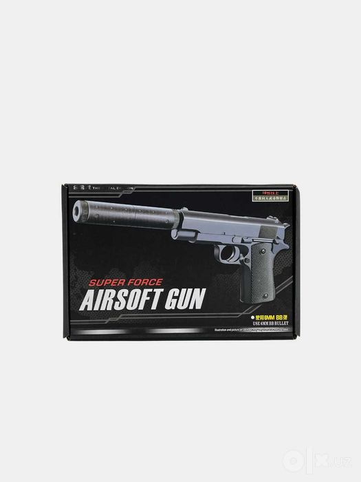 Игрушечный пистолет Airsoft Gun — Металлический корпус, с глушителем