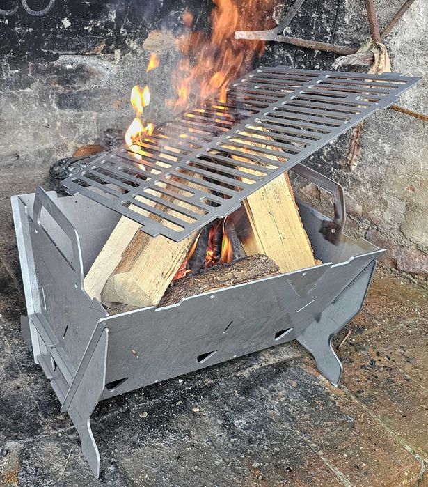 ВЕЧНА сглобяема къмпинг скара / барбекю "COMPACT" от масивна 3мм стомана! ВИДЕО!