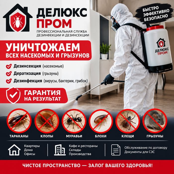 Дезинфекция, Клопы, Тараканы.